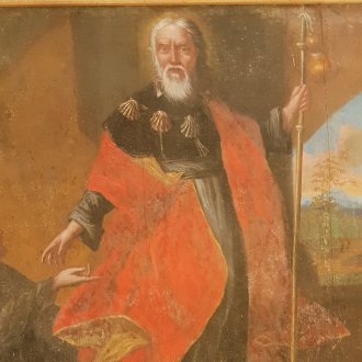 Tableau de Saint Jacques dans la Chapelle Saint-Jacques des Savoyes à Seyne les Alpes dans les Alpes de Haute-Provence sur le chemin vers Compostelle et Rome
